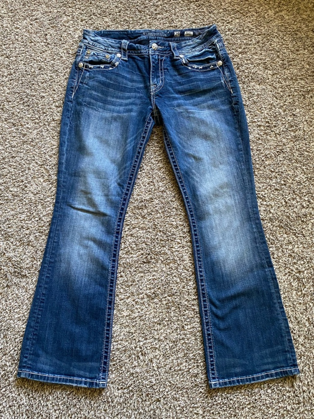 Women's Miss Me Dark Blue Mid Rise Easy Boot Jeans